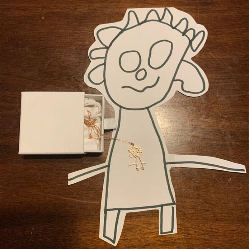 Actual Kids Drawing Necklace • Children Artwork Necklace • Kid Art Gift • Personalized Necklace • Mom Gift • Grandma Gift - Gracey Olivia Boutique